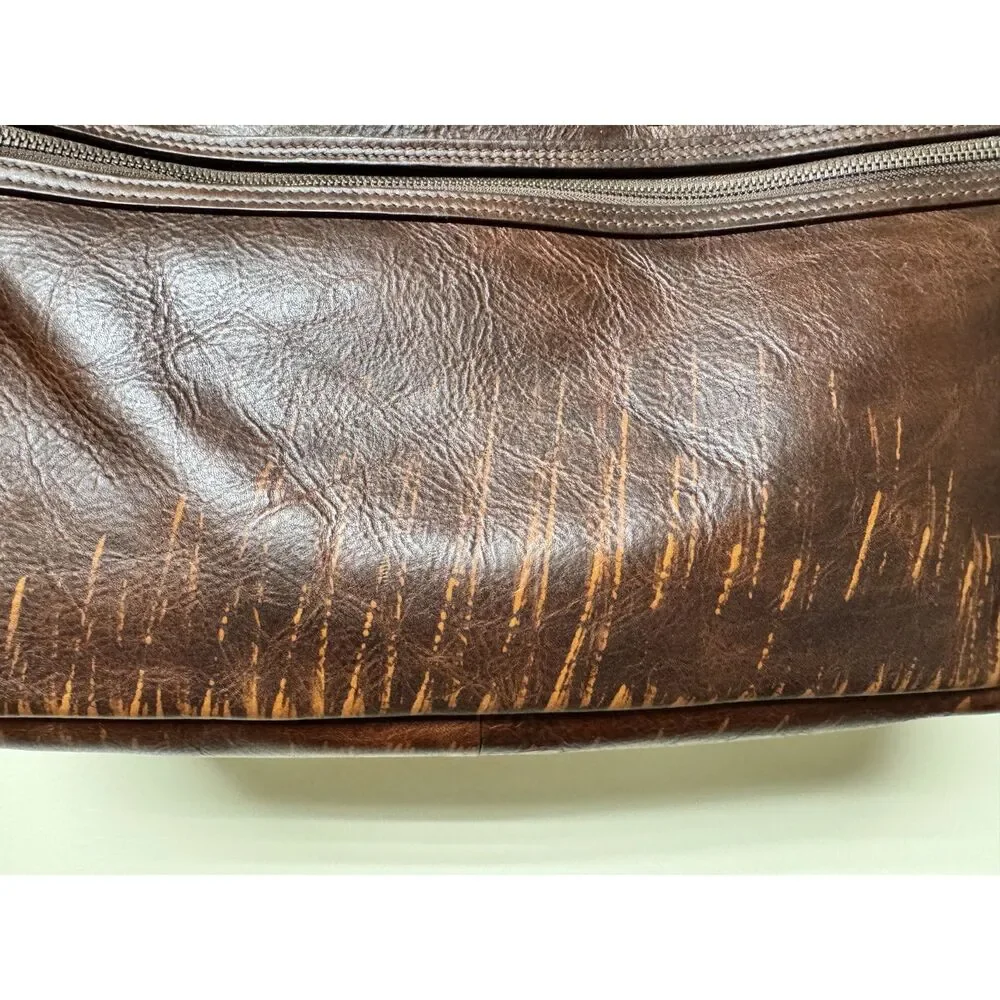 MOORE & GILES Genuine Leather Distressed Briefcase/Shoulder Bag Dark Brown